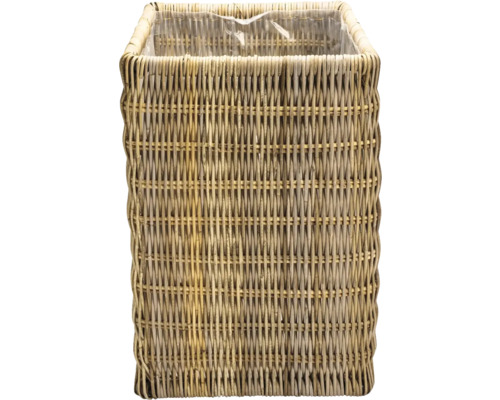Panier à plantes carré en matériau tressé avec insert en plastique