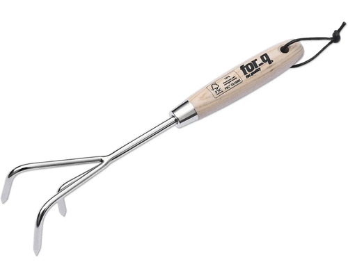 Gartenkralle mit Holzgriff und drei Zinken