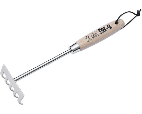 Rateau de jardin avec manche en bois et boucle de suspension