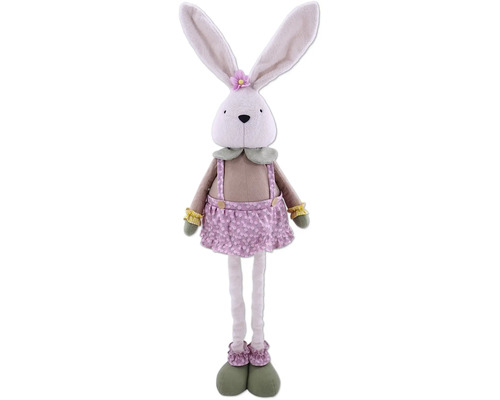 Lapin décoratif en tissu avec robe et longues oreilles comme décoration de Pâques