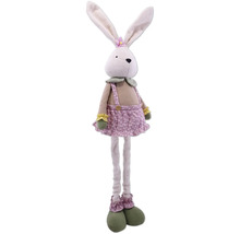 Lapin décoratif en peluche avec robe et longues jambes