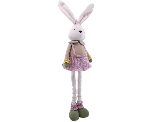 Lapin décoratif en peluche avec robe et longues jambes