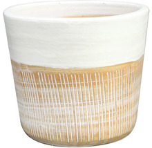 Pot de fleurs en céramique avec motif de lignes verticales