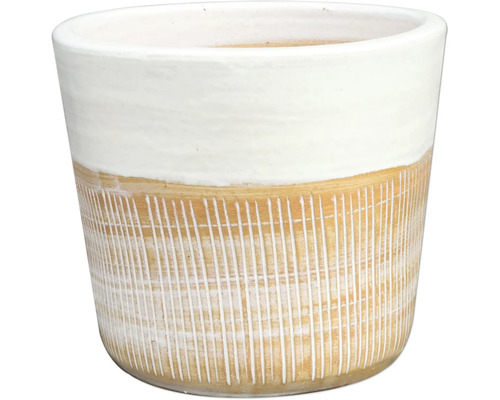 Pot de fleurs en céramique avec motif de lignes verticales