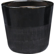 Pot de fleurs noir avec surface structurée