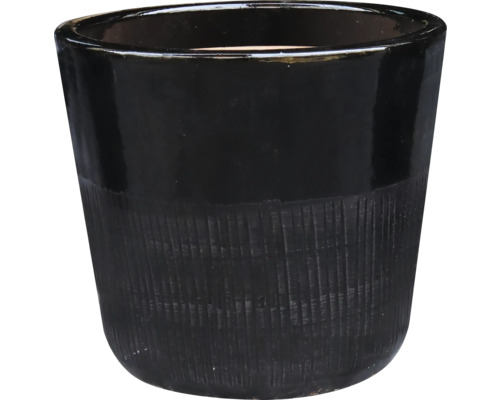 Pot de fleurs noir avec surface structurée