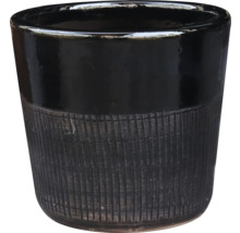 Pot de fleurs noir avec motif structuré