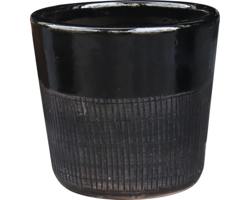 Pot de fleurs noir avec motif structuré