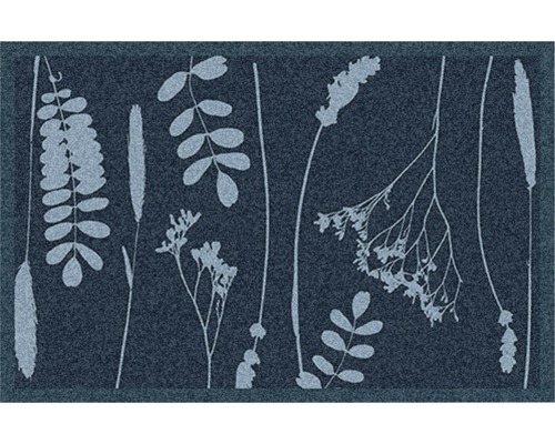 Paillasson anti-salissures Vertueux herbes bleu 39x58 cm