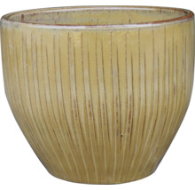 Gelber Pflanztopf mit vertikalem Rillenmuster