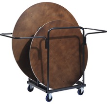 Chariot de transport avec plateaux de table ronds