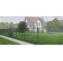 Grüner Maschendrahtzaun im Garten mit Haus