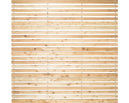 Élément principal Tube en aluminium Clôture Variante 1 180 x 180 cm naturel Clôture en bois avec des lattes horizontales pour la délimitation de la propriété