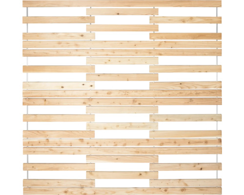 Élément principal Tube en aluminium Clôture Variante 2 180 x 180 cm naturel Panneau de confidentialité en bois avec lattes horizontales