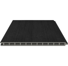 Dunkle Terrassendiele aus Verbundmaterial mit Hohlkammerprofil