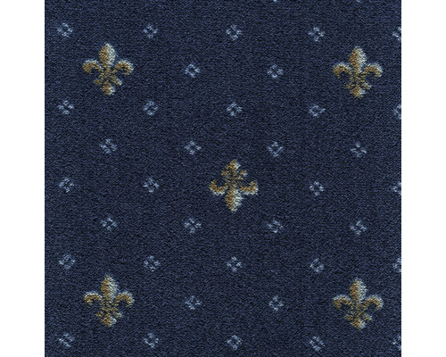 Moquette velours Locanda bleu marine largeur 400 cm (au mètre) Tapis bleu avec motif de lys