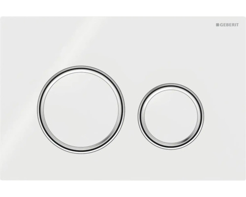 GEBERIT Betätigungsplatte Sigma 21 Platte weiss glänzend / Taster weiss glänzend / Dekorringe chrom 115.884.SI.1 Geberit Logo Dualspültaste
