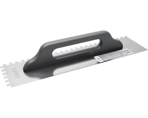 Akkit Aufziehglätte mit Holzgriff E10 gezahnt 500 mm x 130 mm x 0,7 mm Zahnspachtel mit Griff