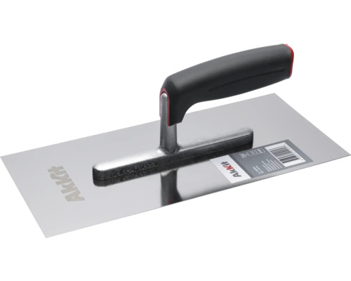 Akkit Glättekelle Edelstahl mit Softgriff ohne Zahnung 280 mm x 130 mm x 0,7 mm Glättkelle mit Griff