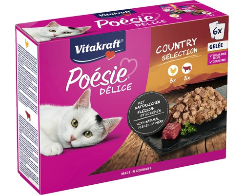 Vitakraft Katzenfutter Poésie® Délice Multipack Huhn und Rind in Gelée 6x85 g