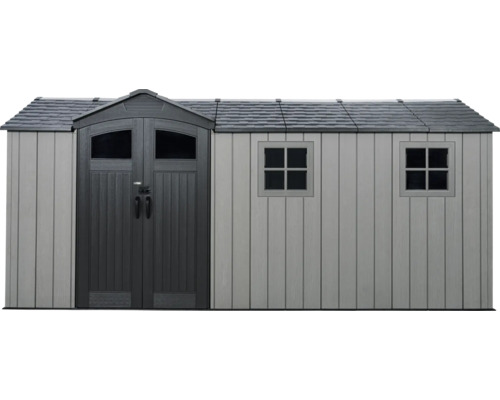 Abri de jardin en plastique avec double porte et deux fenêtres