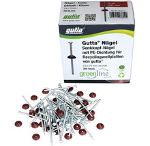 Clous Gutta à tête fraisée avec joint PE pour plaques ondulées de recyclage, 2,8 x 70 mm, 200 pièces, galvanisés