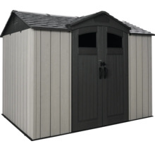 Abri de jardin en plastique avec double porte et toit à deux pentes