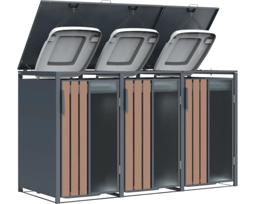 Cache-conteneurs pour trois poubelles