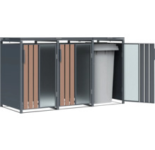 Cache-poubelle pour trois poubelles avec portes