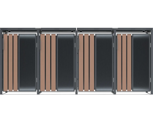 Cache-poubelle avec éléments en bois et en métal