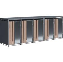 Cache-conteneurs pour trois poubelles en métal et bois