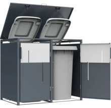 Cache-conteneur pour deux poubelles avec dispositif de basculement