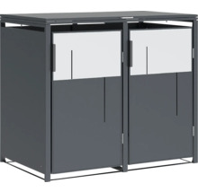 Double box à poubelles en métal avec deux portes