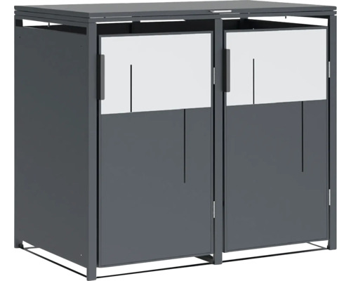 Double box à poubelles en métal avec deux portes