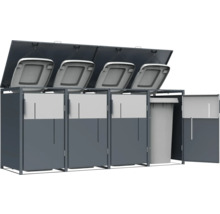 Cache-conteneurs pour quatre poubelles avec couvercle