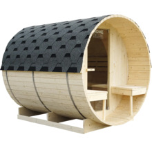 Fasssauna mit Schindeldach