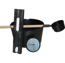 Saunakübel mit Schöpfkelle, Thermometer und Sanduhr