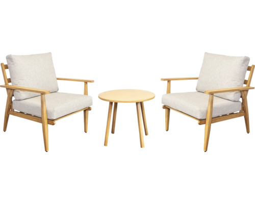 Gartenmöbelset mit zwei Sesseln und einem runden Tisch