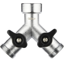 Gartenschlauchverteiler mit zwei Ausgängen und Absperrhähnen