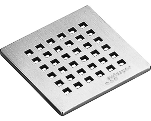 Grille design swissporBOARD Doccia Punto Roma, 90 x 90 mm Siphon de douche en acier inoxydable avec ouvertures carrées