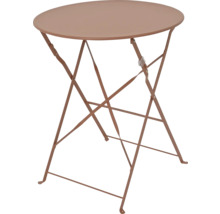 Table pliante avec plateau rond et structure métallique