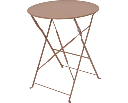 Table pliante avec plateau rond et structure métallique