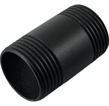 Schwarzes Rohrnippel aus Metall mit Gewinde