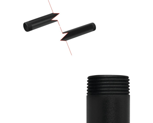 Schwarzes Installationsrohr mit Gewinde zur Verbindung