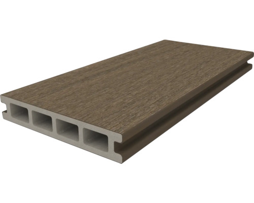 Lame de terrasse en matériau bois-polymère avec profilé à chambre creuse