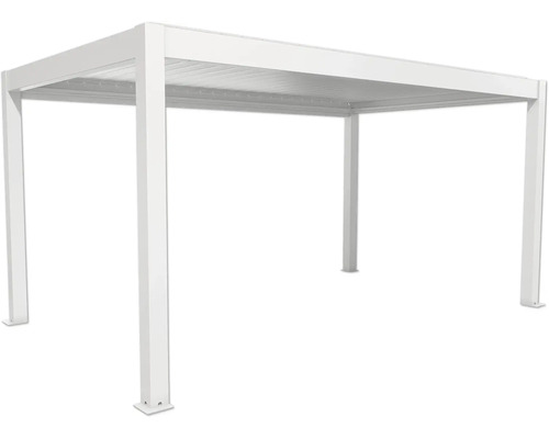 Freistehende weisse Pergola mit Lamellendach