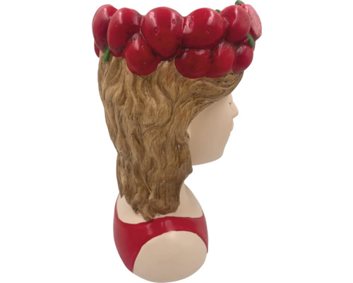 Blumentopf in Form eines Mädchenkopfes mit Kirschblütenkranz