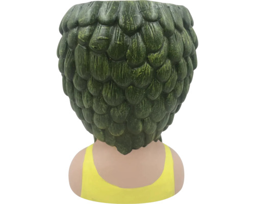 Blumentopf in Form eines Mädchens von hinten mit schuppenartigem Haar