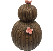 Cactus décoratif en céramique avec des applications de fleurs