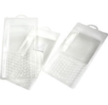 Zwei transparente Farbwannen für Malerarbeiten